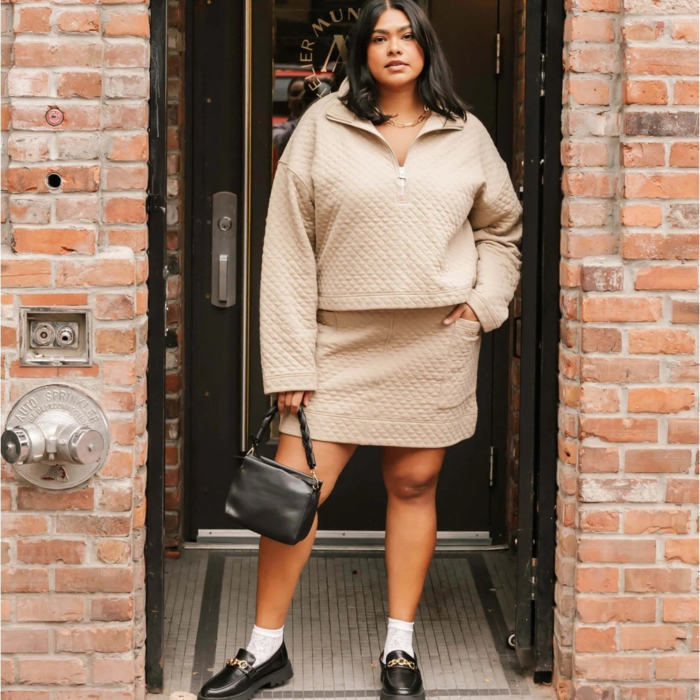 Smash + Tess Finley Mini Skirt in Natural Beige 2XL Quilted Comfy Pocket Plus - Picture 5 of 16